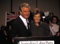 Prime Minister Bob Hawke with his wife Hazel at the Australian Labor Party's election-night party in 1987. Picture: Getty Images