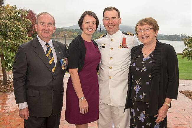 Proud family: Michael Hough, Kate Hough, Commander Andrew Hough and Wendy Hough at Government House. 