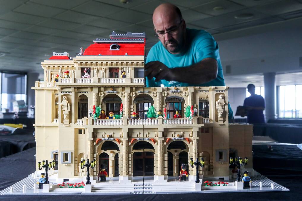 Sydney LEGO group member and Illawarra Annual Brick Spectacular organiser Graham Draper, of Dapto, with his build that recently won a national trophy in Melbourne. Picture: Adam McLean.

