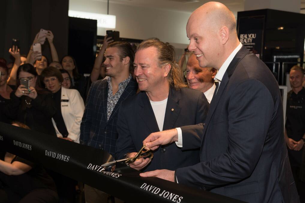 Neil Perry and David Jones CEO David Thomas cutting the ribbon to open the new David Jones on Thursday morning.
