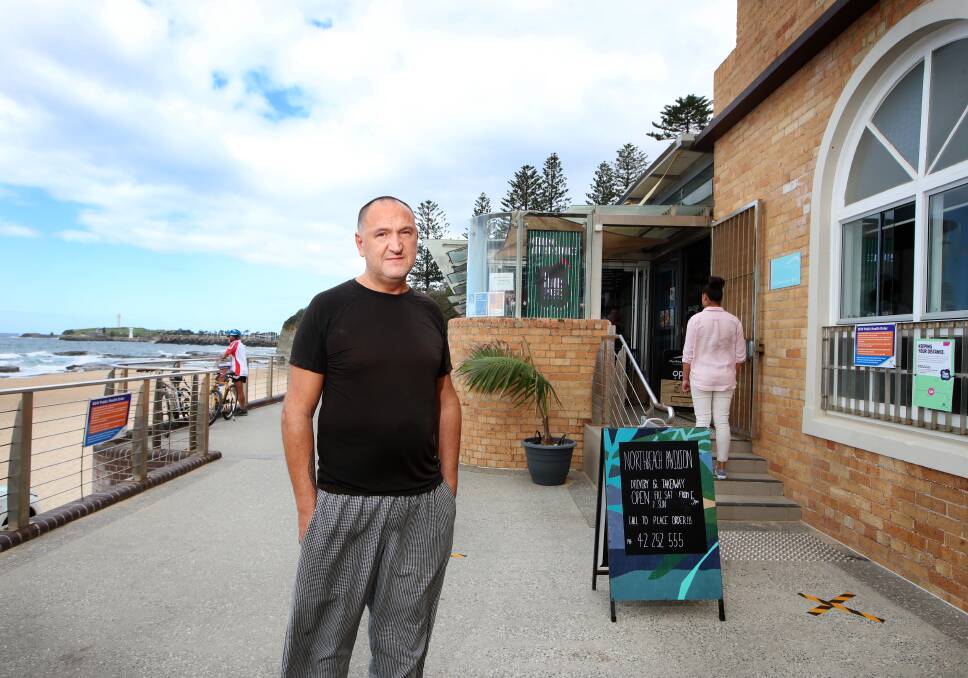 One step ahead: Chef and co-owner Max Borsato at Northbeach Pavilion which has taken many innovative steps to stay open, keep people employed and provide popular meals to customers. Picture: Sylvia Liber. 