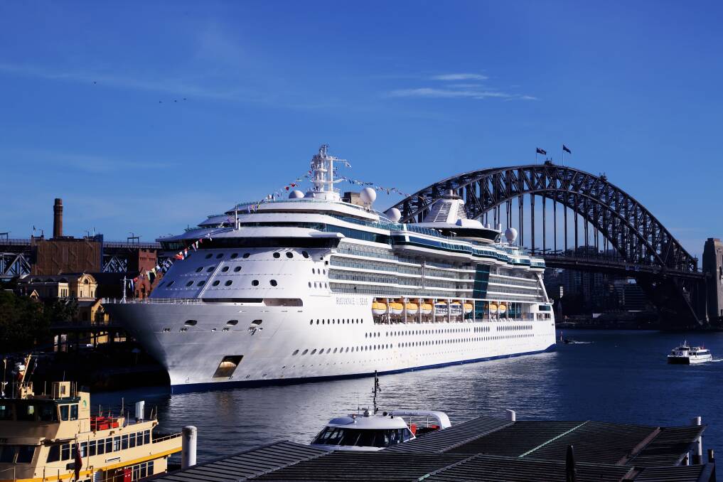 Ship Ahoy: Radiance of the Seas last Sunday in Sydney Harbour. Picture: Greg Ellis.
