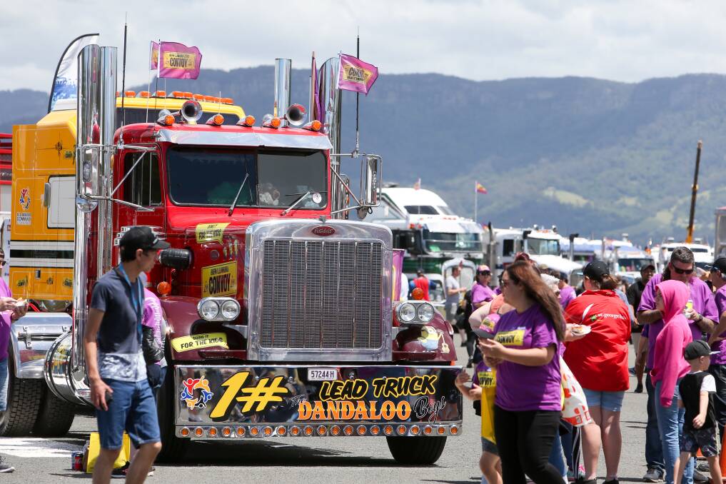 Record convoy: The Dandaloo Boys’ lead truck which raised $310,000 for Sunday's i98fm Illawarra Convoy. Picture: Adam McLean.
