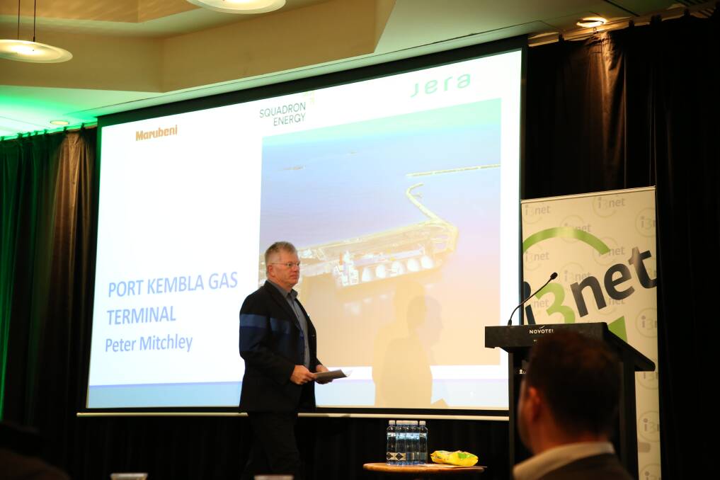 Australian Industrial Energy's Peter Mitchley takes the stage at the Novotel Wollongong Northbeach. Picture: Greg Ellis.
