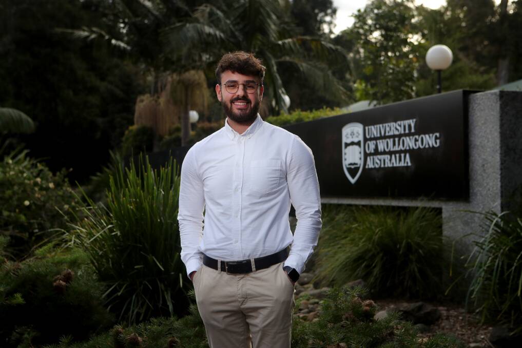 New student initiative: University of Wollongong 180 Degrees Consulting founder Andrew Mastroianni is one of many students enjoying the opportunity to help not for profit charities and social enterprises. Picture: Sylvia Liber.