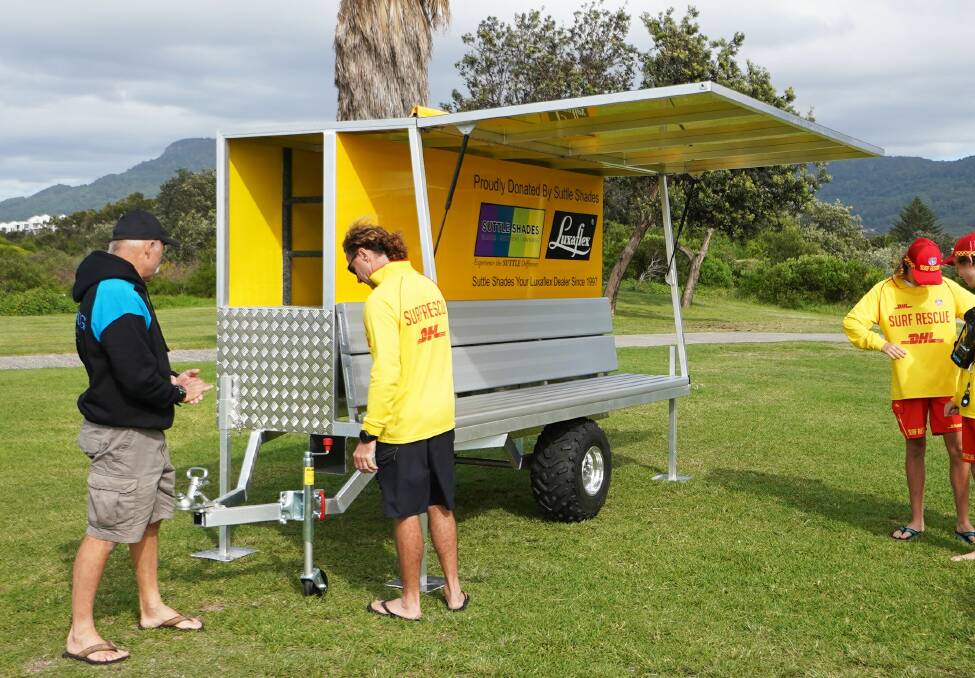 Suttle Shades donation: The new equipment trailer for life savers to use while patrolling the beach at Towradgi Beach Surf Life Saving Club. 
