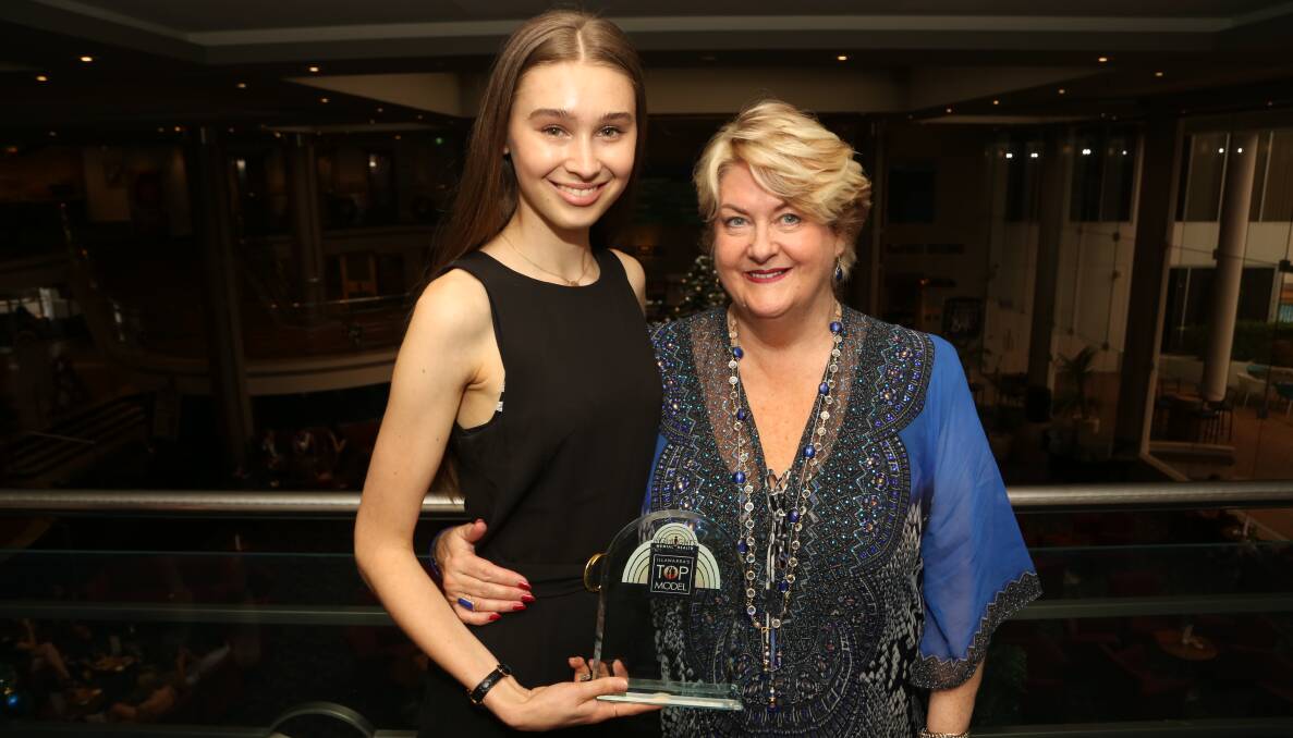 Top Citizen: 2017 Wollongong Citizen of the Year Robyn te Velde (right) with 2016 Illawarra's Top Model winner Olivia Strumfin (left). Pictures: Greg Ellis
