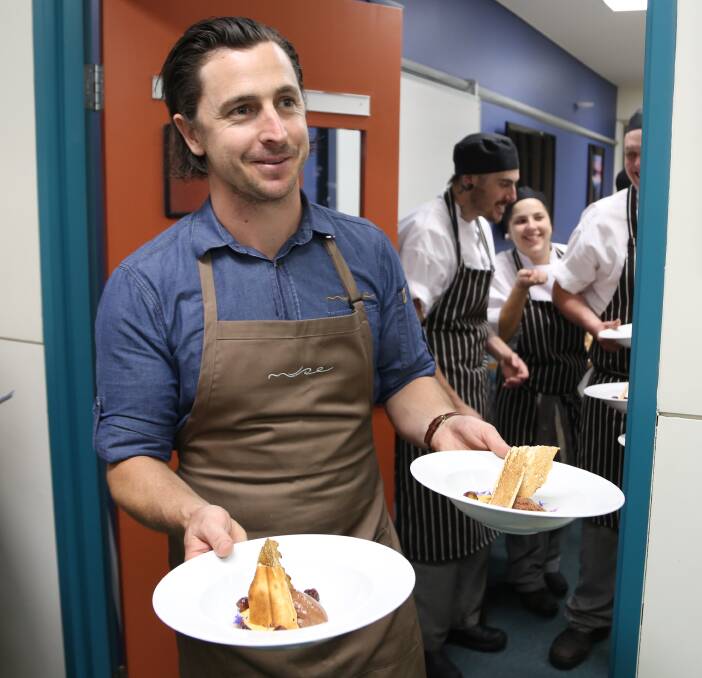 FOOD TRAIL SOUTH FOR RHOADES: Troy Rhoades-Brown, of Muse Kitchen and Muse Dining at Pokolbin in the Hunter Valley, at the Celebrity Chef dinner at Destiny's Restaurant at the Nowra campus TAFE. Picture: Greg Ellis.
