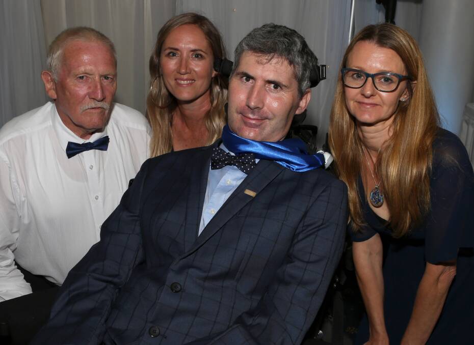 Dr Justin Yerbury with his family just after being named Wollongong Citizen of the Year in January. Picture: Greg Ellis.
