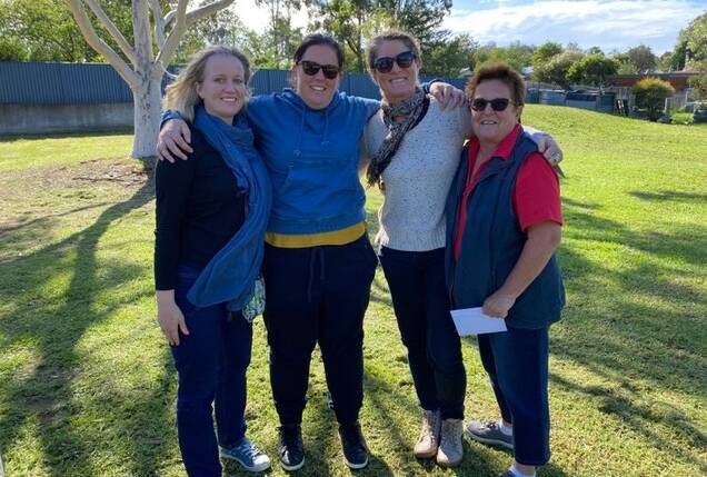 Helping hand: Jodi Bush, Belinda Shea, Meg Ridgway and Jenny Shea were all inspired by community spirit coming from the Illawarra at Cobargo on the weekend. Picture:Supplied. 