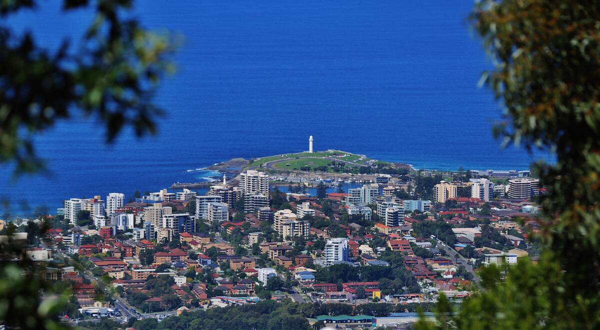 Academic Jobs Panoramic view of Wollongong, highlighting the University campus and surrounding landscape