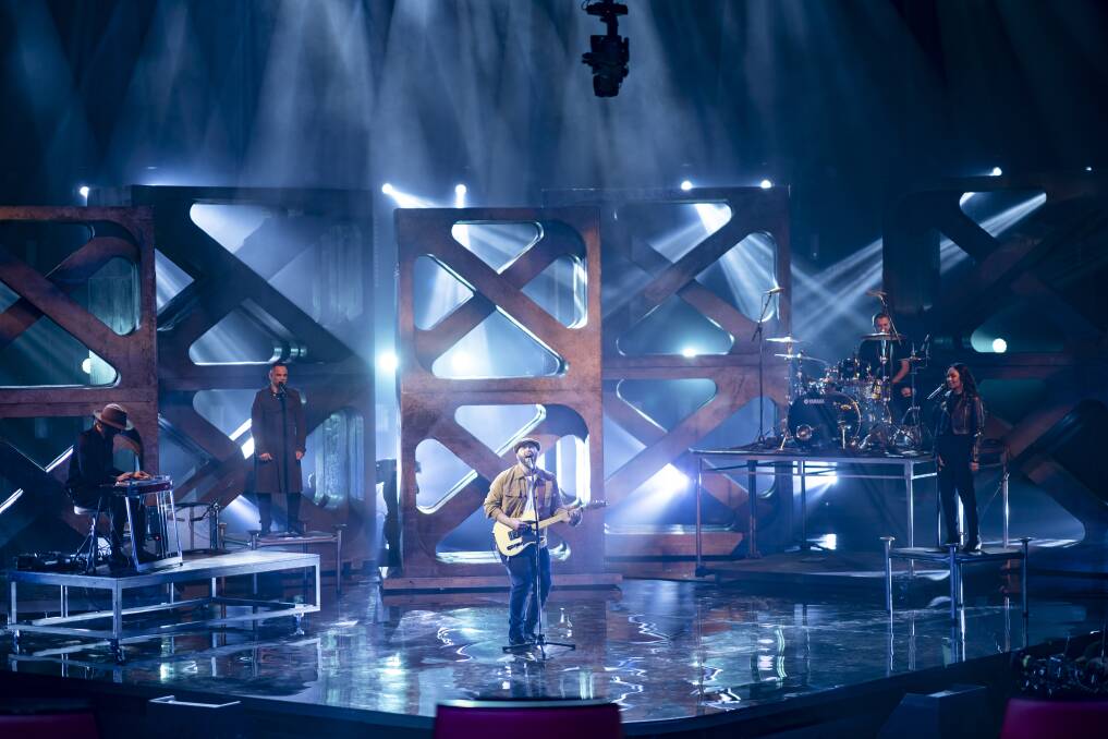 Winning performance: Timothy Bowen performing Fleetwood Mac's The Chain during The Voice Showdown on Sunday. Picture: Nine 