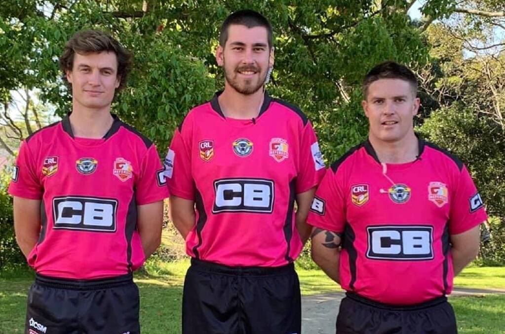 Greater support: Michael Booth, Ryan Micallef and Tyron Jordan in the new Group 7 Referee Association uniforms.
