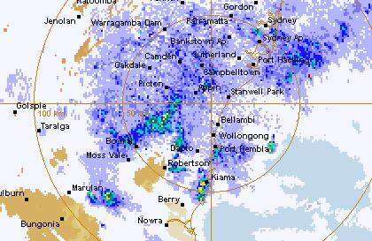 Significant cloud mass on the Appin Radar at 5.30pm.