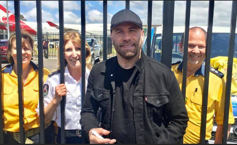 John Travolta at Shellharbour in November: Picture NSW RFS. 
