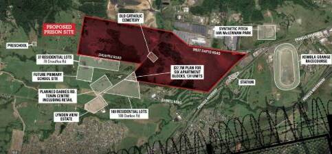 Developments around the site of a proposed new jail at Kembla Grange.
