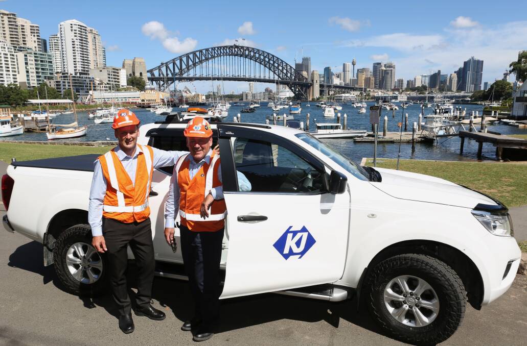 Only way is up: Brett Rodwell & Iain Bannerman reflect on job security that will come from KJ Industrial Scaffolding winning work on Sydney Harbour Bridge. Pic: Greg Ellis.


