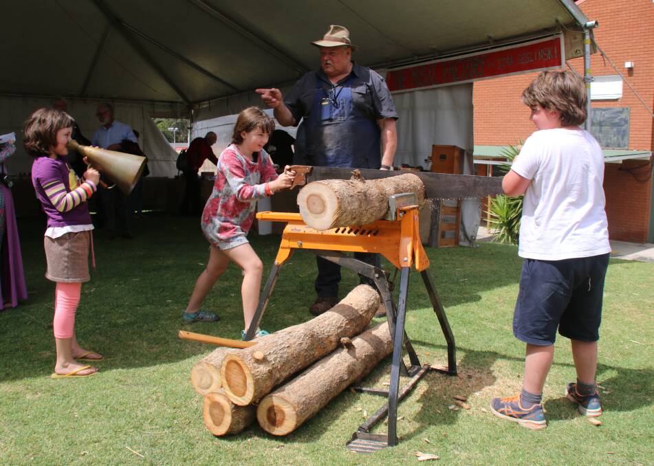 New generation appreciation: The children's timbermill is always one of the highlights at the Illawarra Festival of Wood at Bulli Showground. 