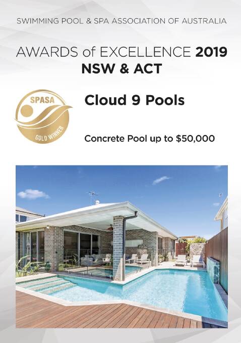 Shellharbour pool builders on Cloud 9 after NSW Gold Award