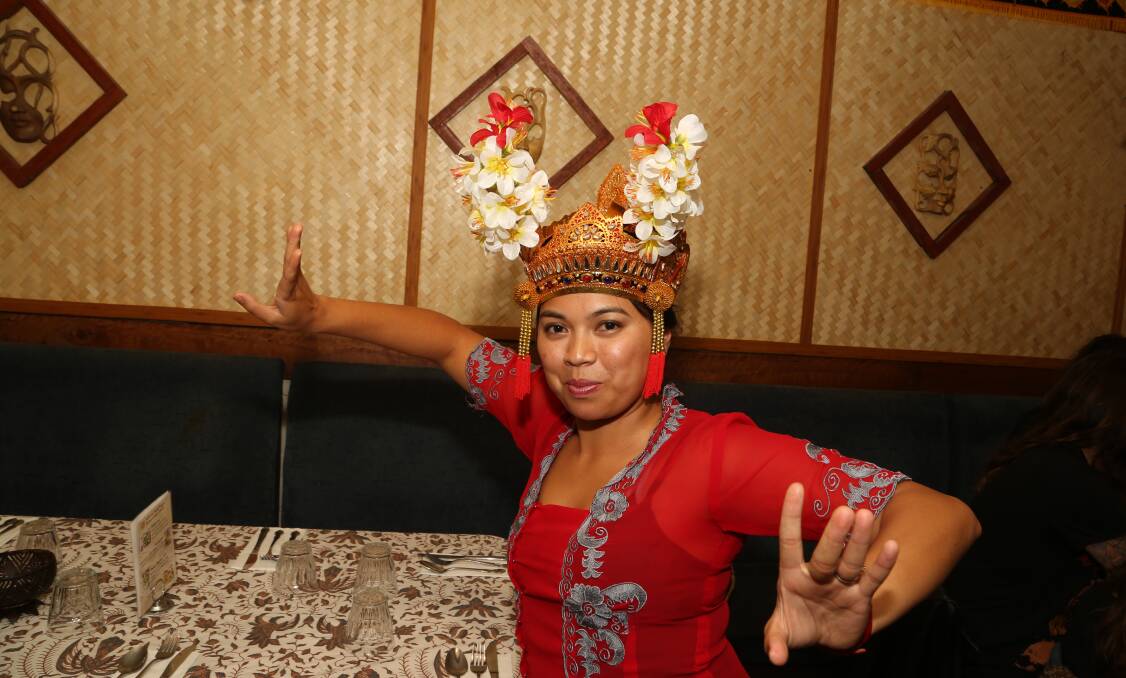 Sharing culture: Jules Mitry has even been known to dance in traditional costume for diners at Balinese Spice Magic in Keira Street, Wollongong. Picture: Greg Ellis.
