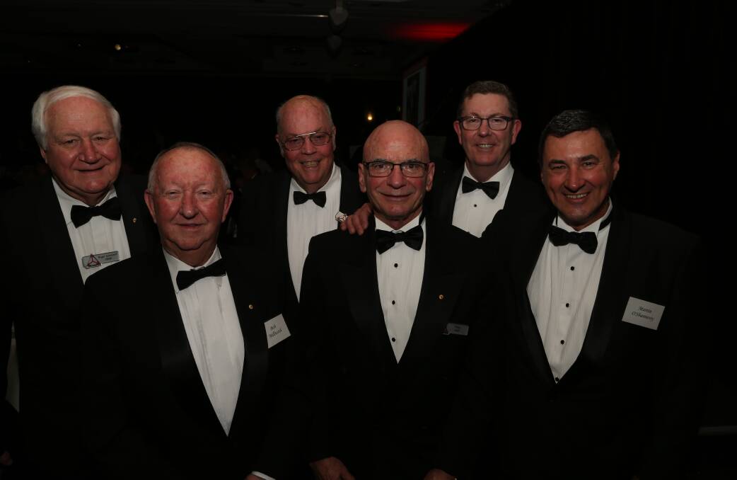 Founders: Roger Summerill, Bob Millward, Jim Pearce, Peter Kell, current president Graham Lancaster and Martin O'Shannessy at the 25th anniversary dinner.
