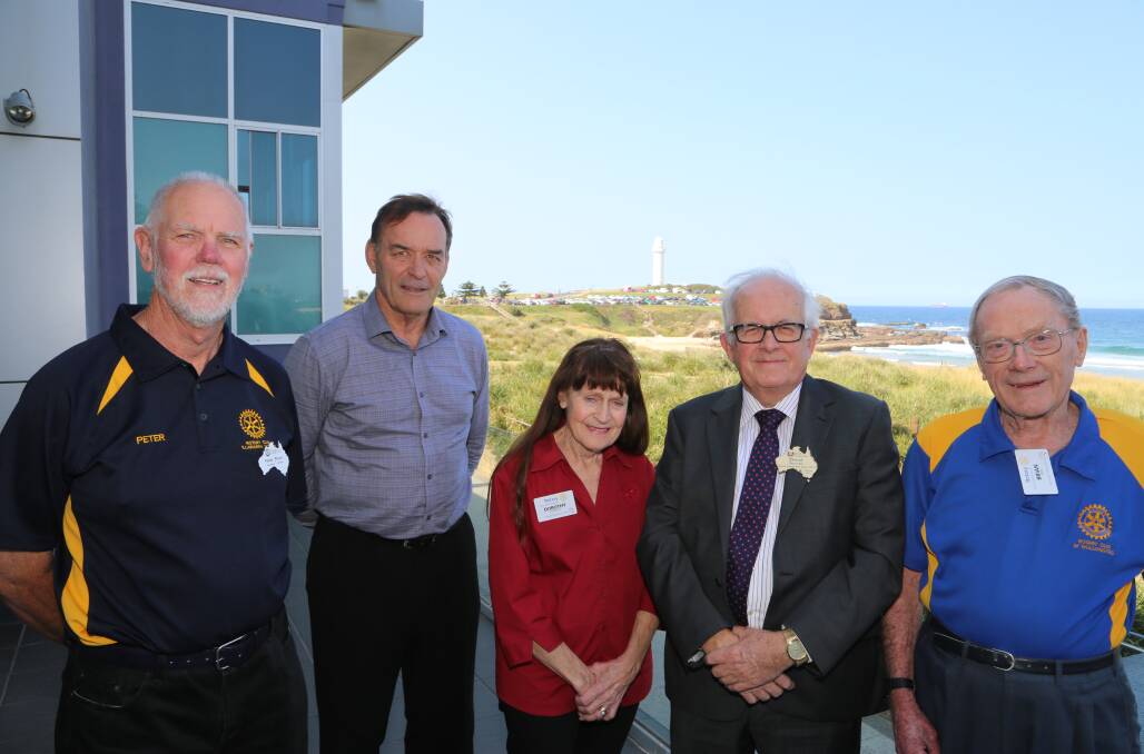 Milestone: Peter Rixon, Jim Eddy, Dot Hennessy, David Burrows and Brian Reid prepare to celebrate Wollongong Rotary's 90th anniversary. Picture: Greg Ellis.


