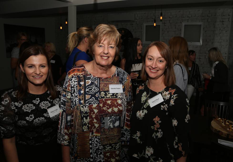 Networking: Danica Vujic, Glenda Papac and Laura Price during the Illawarra Assistants Network meeting at M2 Kitchen. Picture: Greg Ellis.
