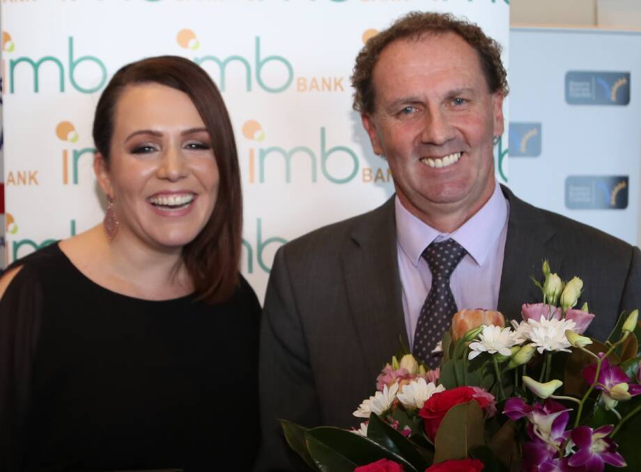 Entries open: Diana Foye with IMB Bank's Terry Widdicombe after Foye Legal was named IWIB Best New Business in 2017. Picture:Greg Ellis.

