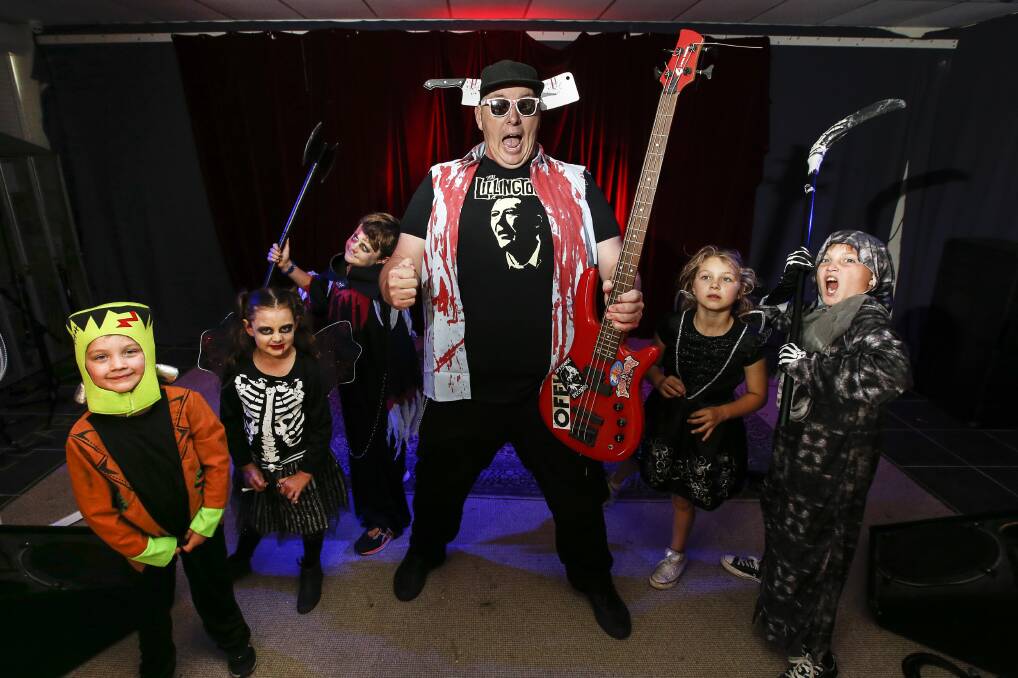 Spook-tacular event: Cruize Smith, Tylea Willis, Jackson Willis, Josh Smith, Amari Smith and Zeke Smith rehearse for the Tribute-O-Rama - A Halloween Fundraiser for the Homeless Hub. Picture: Anna Warr. 