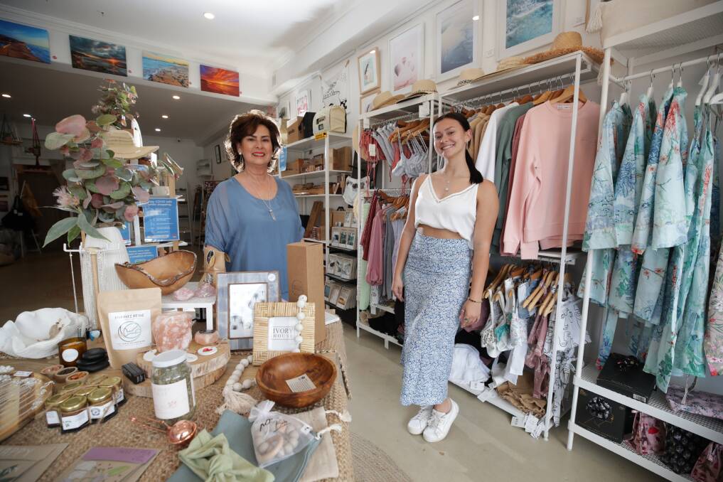Christmas shopping starts early: Sheralee Rae and Chloe Rae at The Thirroul Collective which has been buzzing with business since reopening on October 11. Picture: Adam McLean.