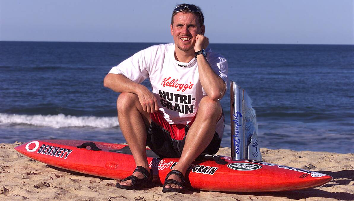 Where it all began: Dean Mercer at Thirroul Beach in the leady up to the Sydney Olympics. Picture: Sylvia Liber.

 
