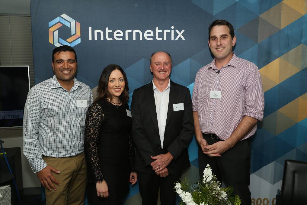 Business milestone: Itwik Joshi, Jacinta Cali, Geoff Jones and Daniel Rowan celebrate Internetrix's 10 years as a Google Analytics Certified Partner (GACP). Picture: Greg Ellis.
