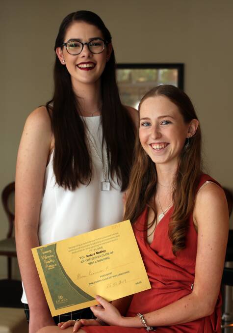 Inspirational teenagers: NSW Young Australian of the Year Macinley Butson with ZONTA Young Woman in Public Affairs Award winner Grace Mulley. Picture: Robert Peet.
