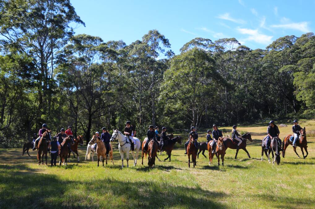 Tribute: Pony club members at the end of their ride from Farmborough Heights to Windy Gully in memory of the pit ponies. Pic: Greg Ellis.



