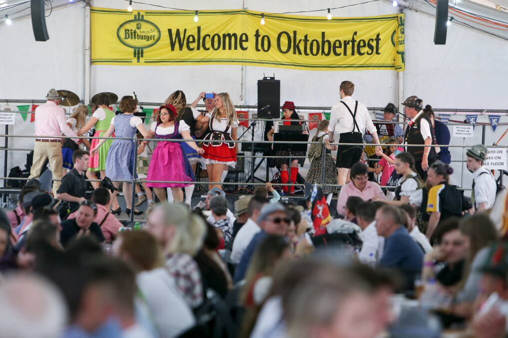 Warming up: By lunch time Saturday a large crowd had turned out for the 29th Oktoberfest at the German Club, Kembla Grange. Pictures: Adam McLean.
