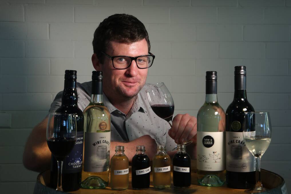 Innovation: Simon Hall of Simall Wines and the Wine Hub is sending out home wine tasting kits with six wine samples in 100mm bottles for wine tasting at home during COVID-19. Picture: Sylvia Liber.
