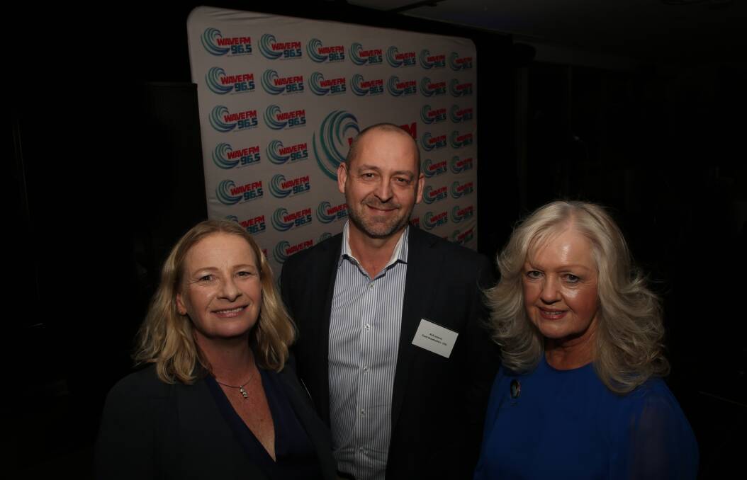Homecoming: Grant Broadcasters chief executive Alison Cameron with chief operating officer Rick Lenarcic and NSW Regional general manager Wendy Gee. Picture: Greg Ellis.
