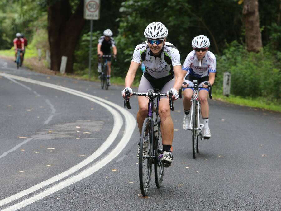 Mountain Climb: More than 100 cyclists dug deep as they pushed their way to the summit during the 6.5 kilometre journey up Mount Keira. Picture: Robert Peet