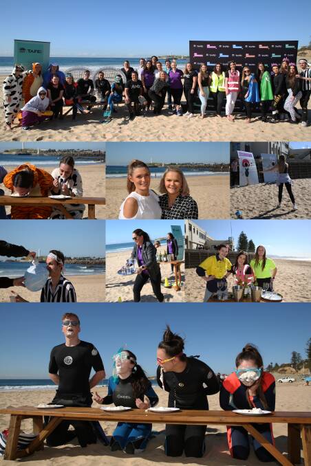 Fun in the sun: Illawarra TAFE hospitality management students run through some of the challenges for the Amazing Race Wollongong charity event and call for sponsors and teams. Pictures: Greg Ellis. 