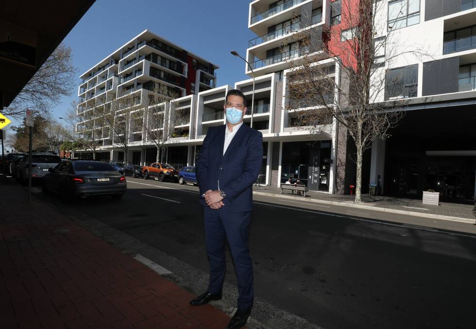 New business: Joshua Kersten in front of the Trinity building which will soon be home to the new DiJones office in Crown Street, Wollongong. Picture: Robert Peet.