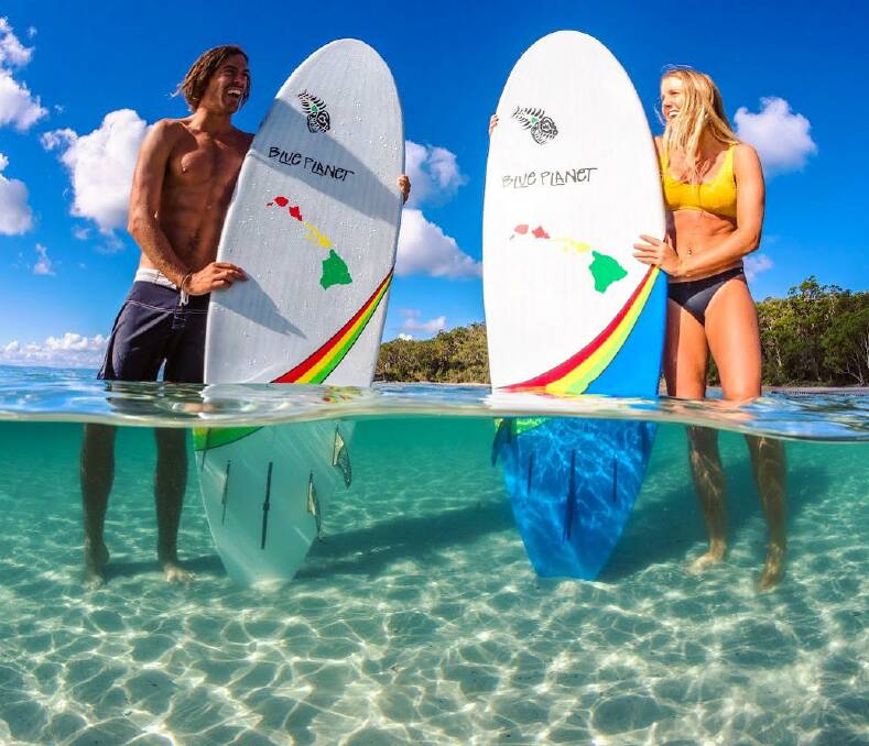Ambassadors: Stand Up Paddle Boarders Nathan Cross and Skyla Raynor are flying the South Coast flag around the world following sponsorship from Blue Planet.

