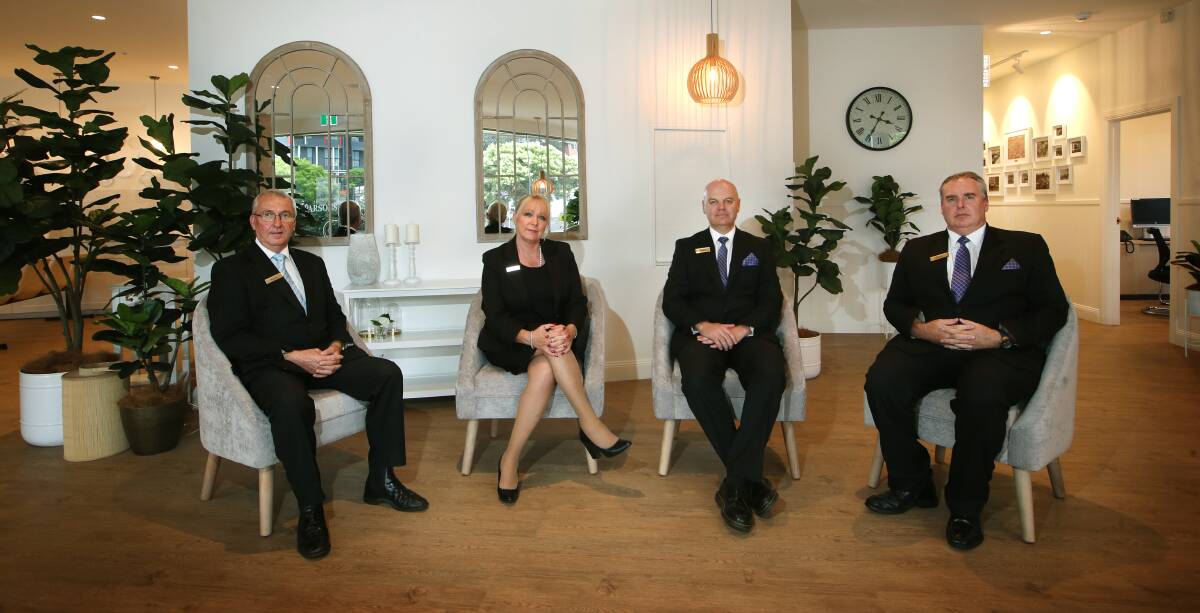 Changing times: Barry Ryan, of Rankins Funerals, and Julie Geraedts, of Mountain View, with Brian Hood and Shane Chapman, of H. Parsons Funeral Directors. Picture: Sylvia Liber.

