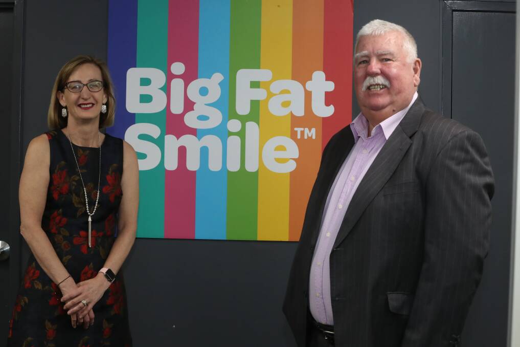 Merger: Big Fat Smile chief executive Jenny Hutchins and chair David Campbell. Picture: Robert Peet. 