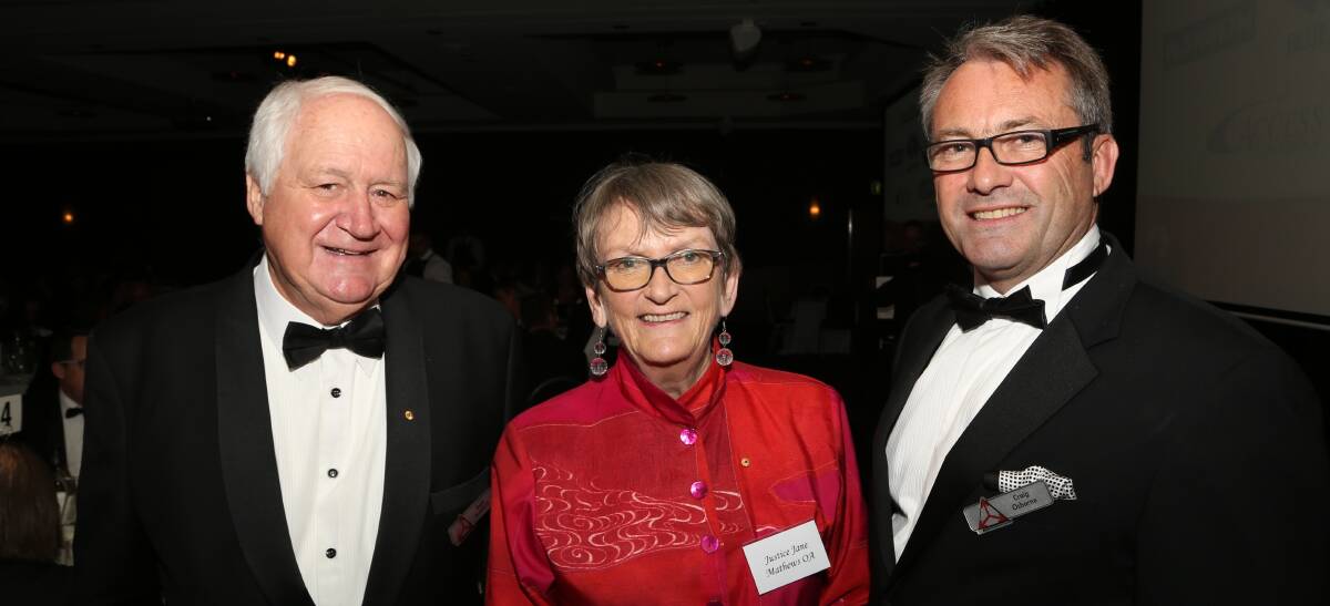 LEGAL PIONEER: The Illawarra Connection president Roger Summerill, Justice Jane Mathews and Craig Osborne, of RMB Lawyers, at the Hargrave Lecture. Picture: Greg Ellis