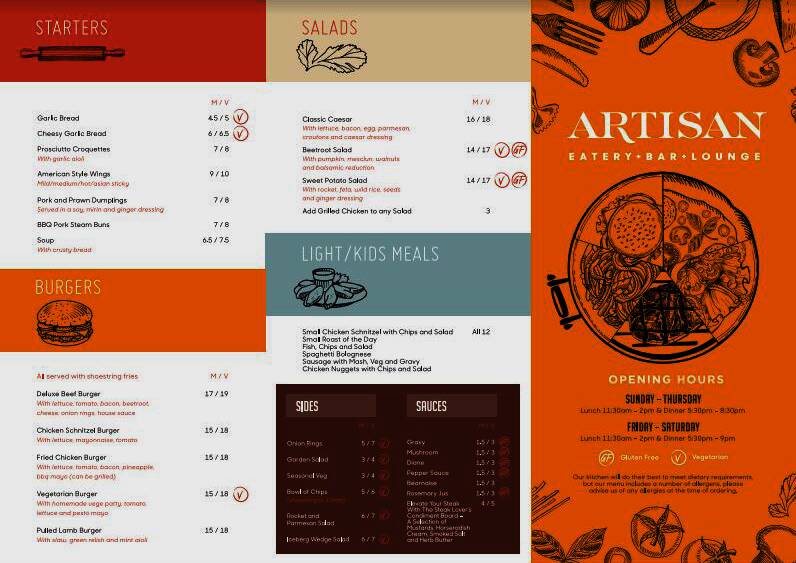 Artisan menu unveiled before it opens Thursday