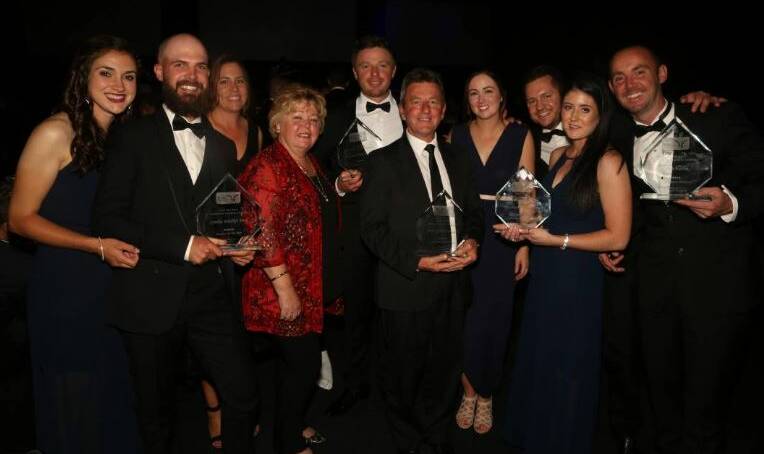 Best in business: The Symbio Wildlife Park team at the 2017 Illawarra Business Awards where the family run zoo picked up five awards and was named Illawarra Business of the Year. Picture: Greg Ellis.
