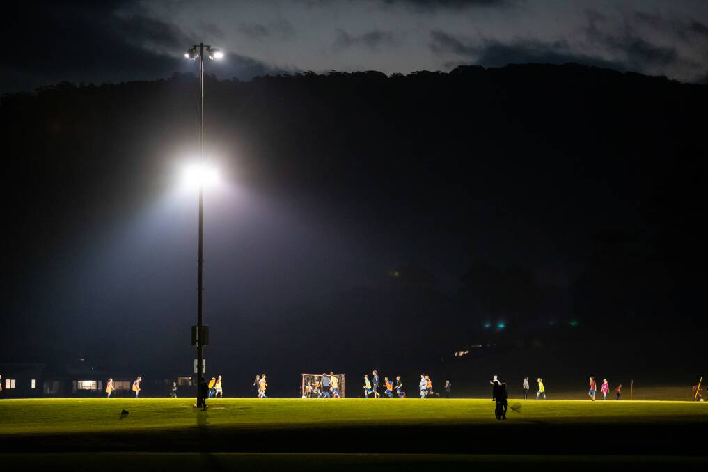 Evening soccer training at a local park. Picture: Anna Warr.
