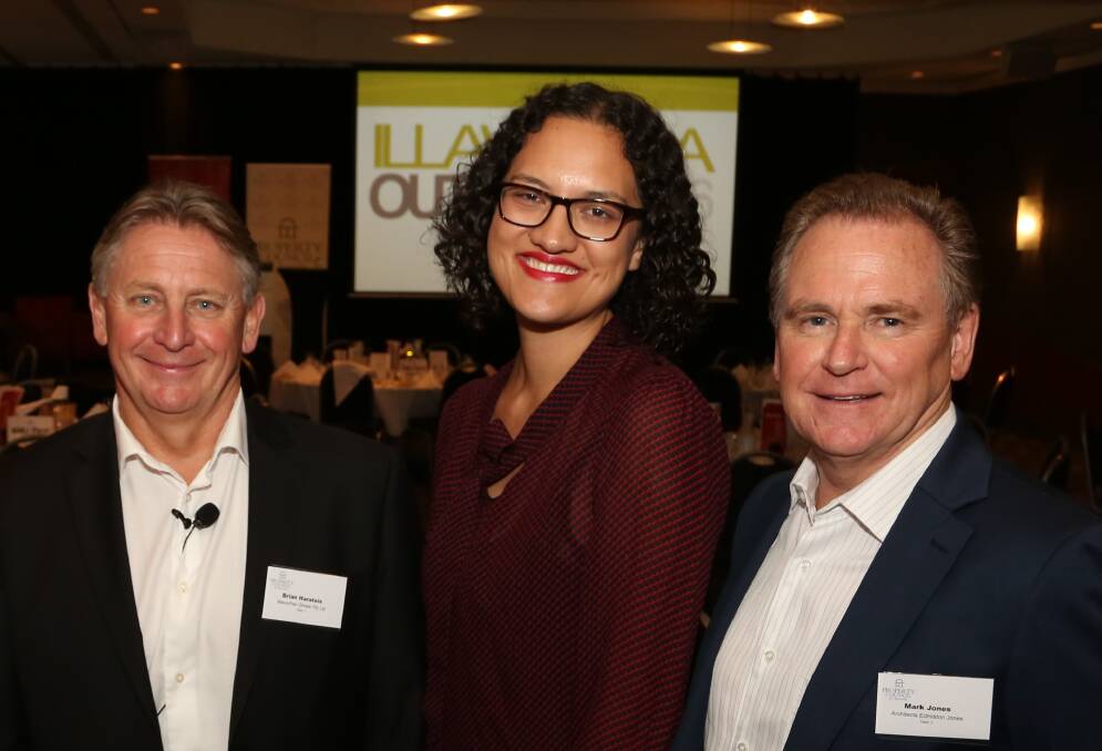 Call for action: Brian Haratsis, Jancey Malin and Mark Jones at a recent Property Council Illawarra Outlook lunch at the Novotel Wollongong Northbeach. Picture: Greg Ellis.