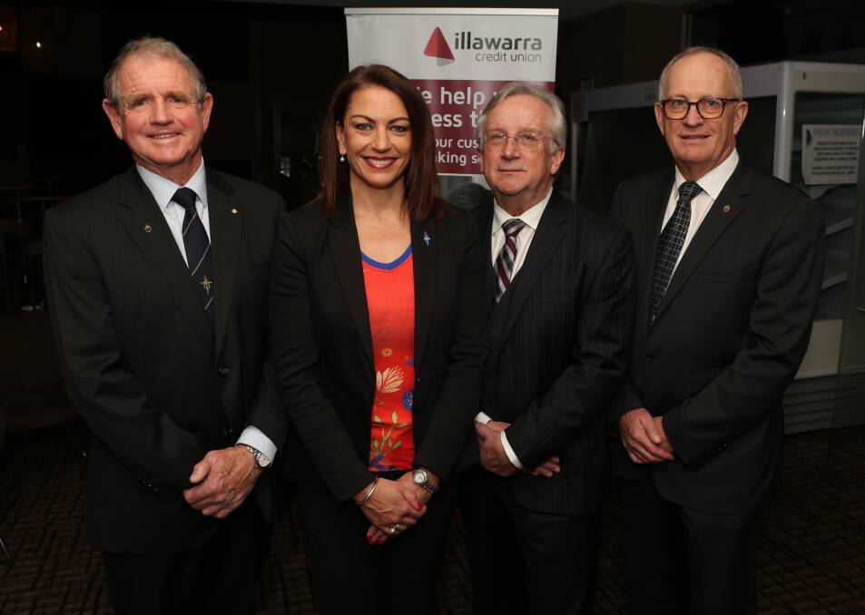 Business and community support: Phil McNamara, Rabia Siddique, Bob Kotic and David Swan at the annual fundraising lunch for Legacy. Picture: Greg Ellis.
 