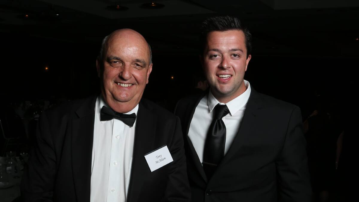 Friends: Tony McAdam, of Illawarra Sunrise Rotary and Wave FM, with Ryan Campbell at The Illawarra Connection. Picture: GREG ELLIS.
